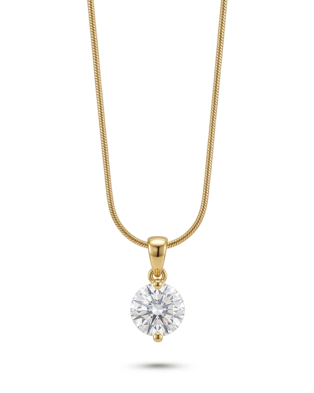 Collar de Cadena tipo serpiente con colgante redondo enchapado en oro