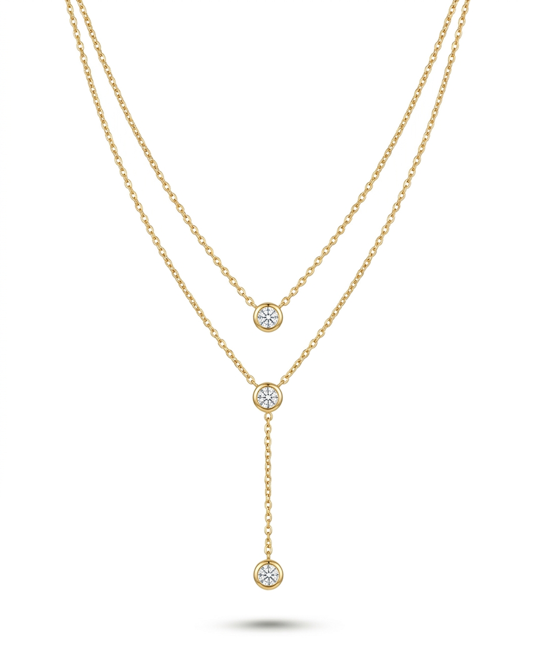 Collar en Y circonita cúbica - Adorno enchapado en oro 18K