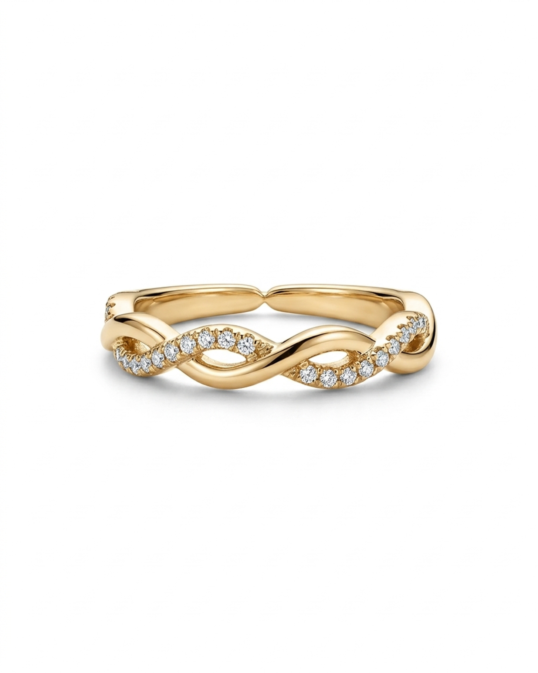 Anillo de espiral envolvente con circonita cúbica bañado en oro