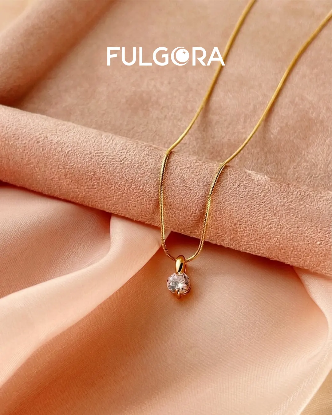 Collar de Cadena tipo serpiente con colgante redondo enchapado en oro