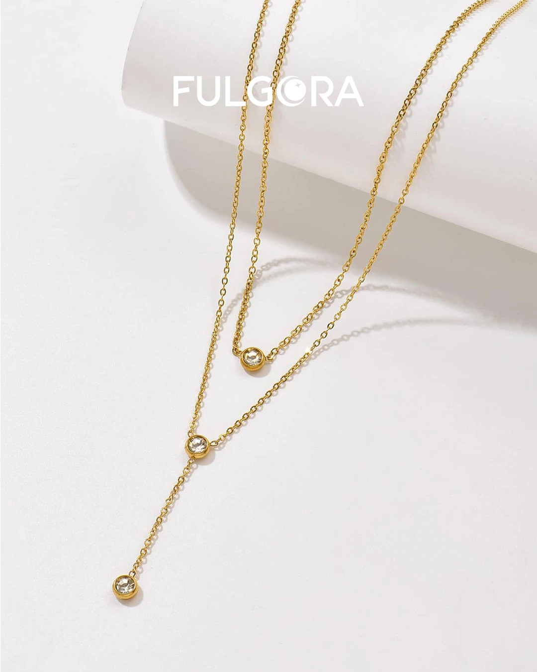 Collar en Y circonita cúbica - Adorno enchapado en oro 18K