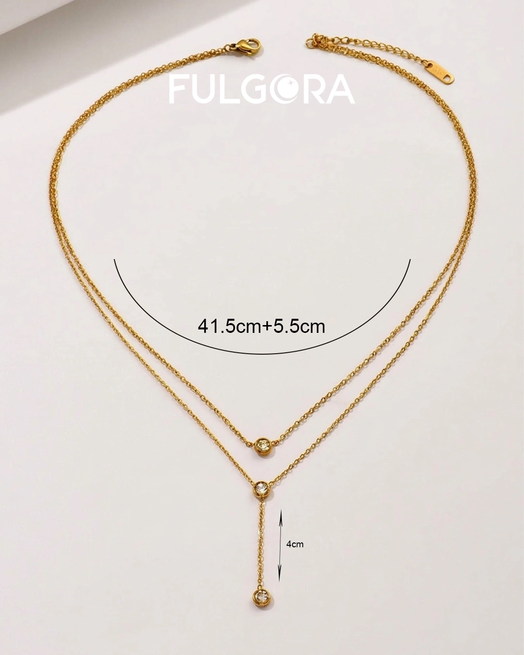 Collar en Y circonita cúbica - Adorno enchapado en oro 18K