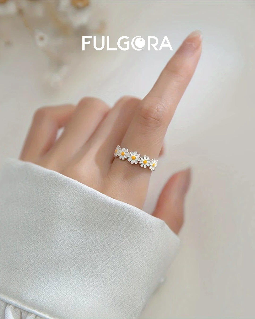 Anillo minimalista margarita floral