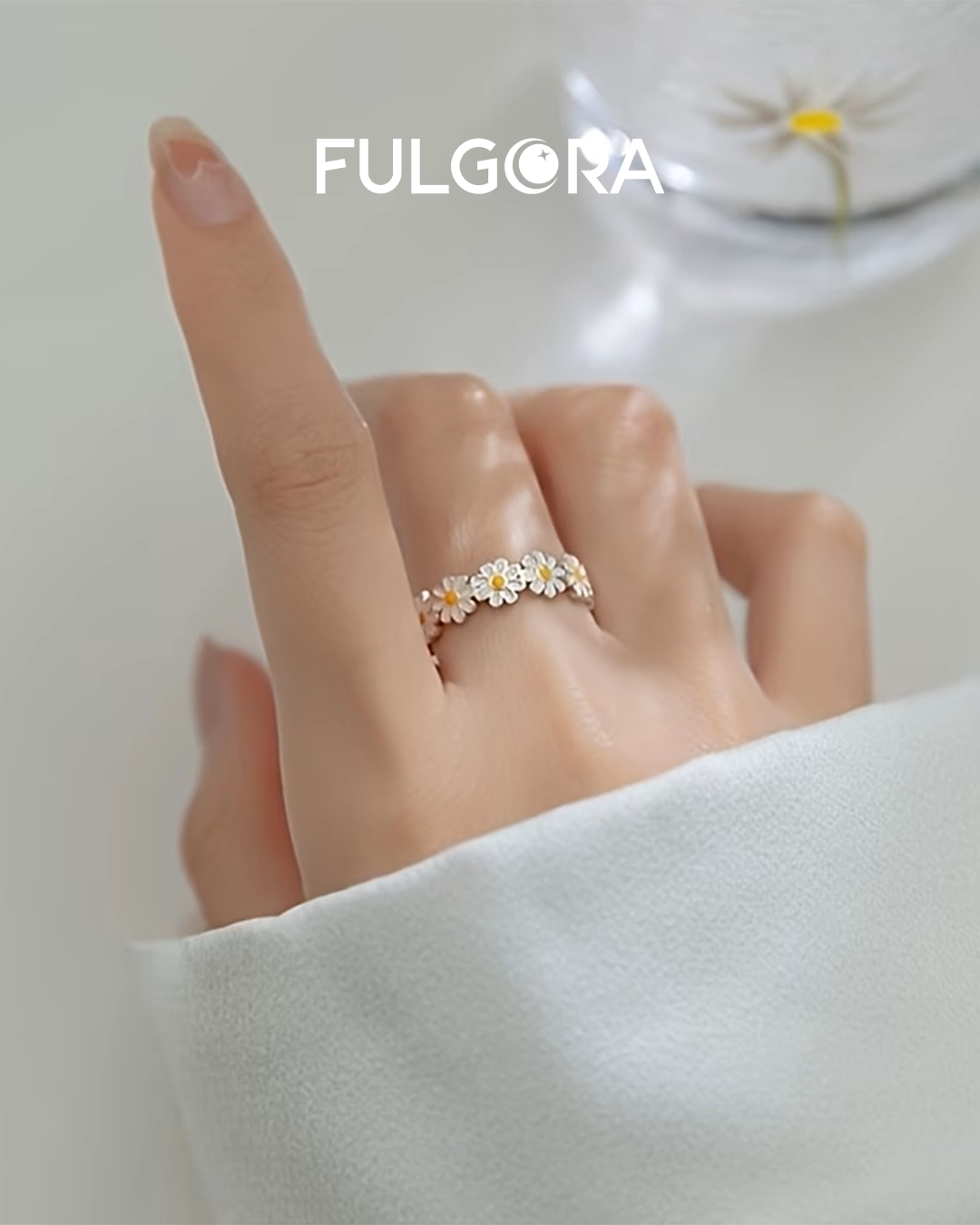 Anillo minimalista margarita floral