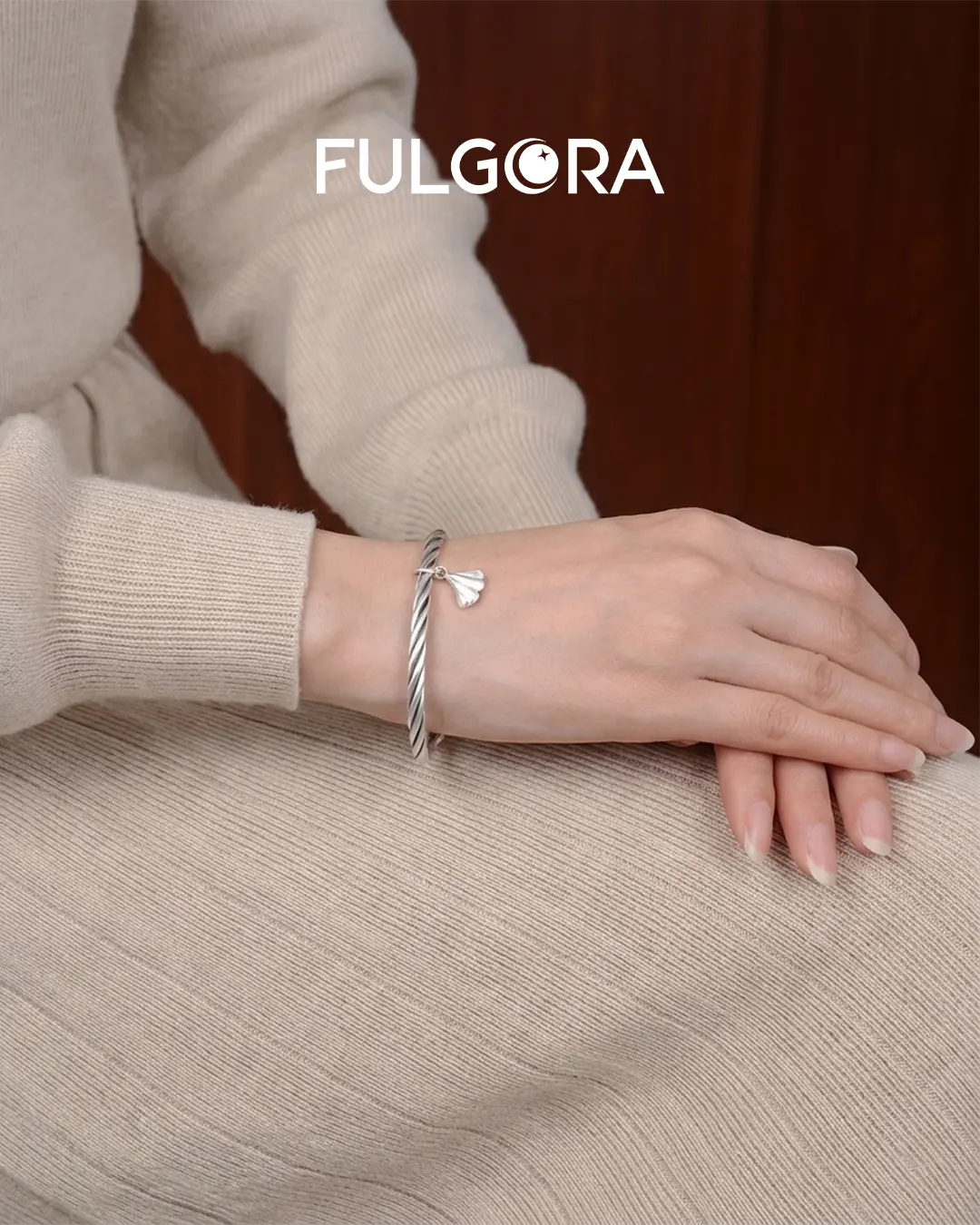 Pulsera Minimalista Ginkgo - Plata 999