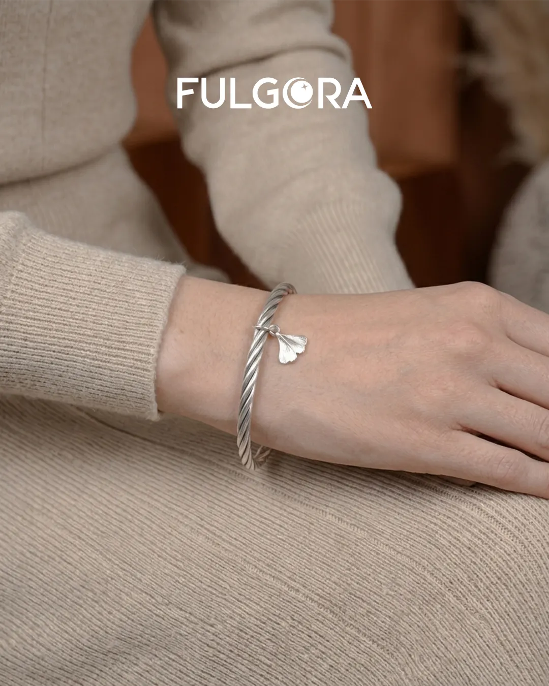 Pulsera Minimalista Ginkgo - Plata 999