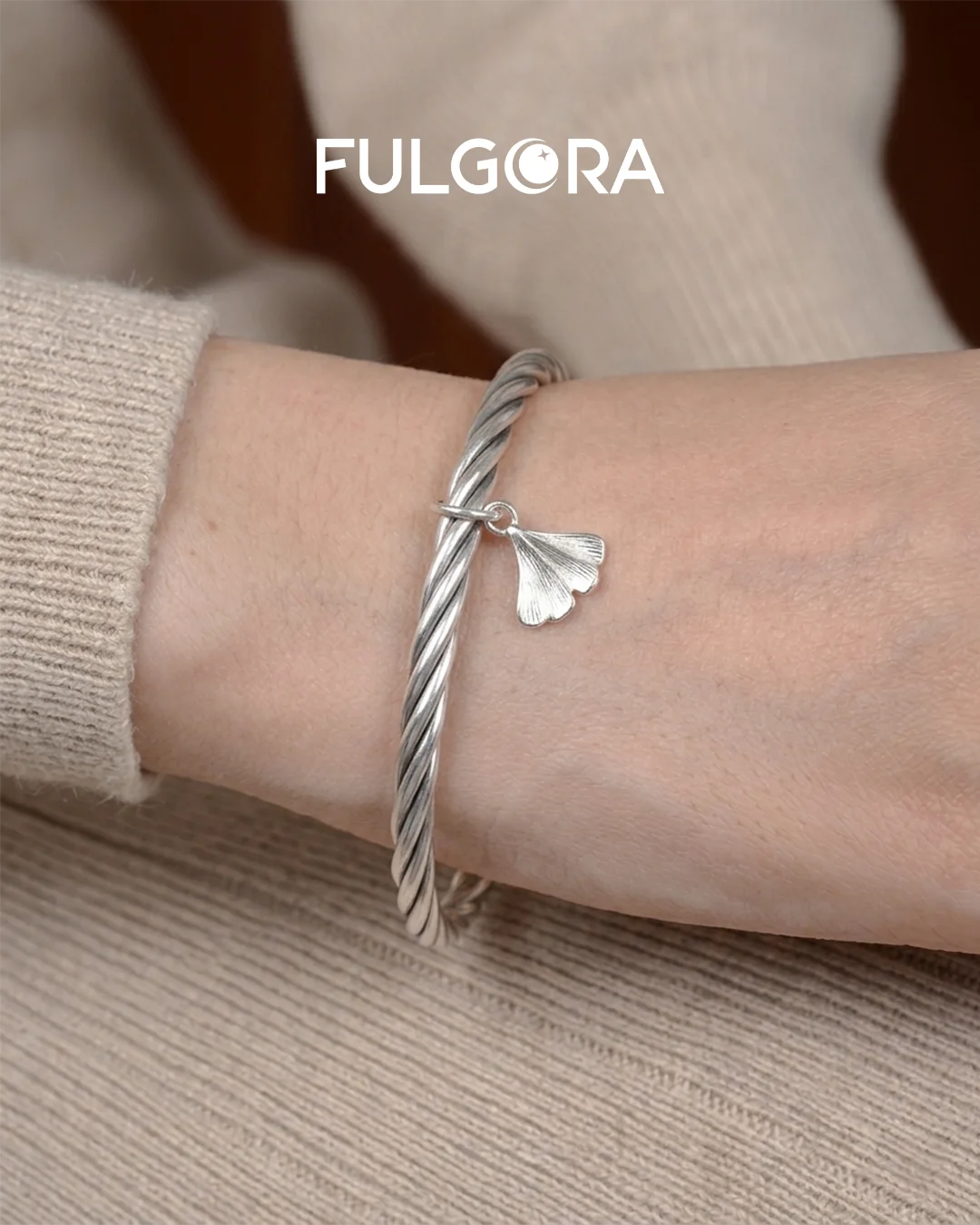 Pulsera Minimalista Ginkgo - Plata 999