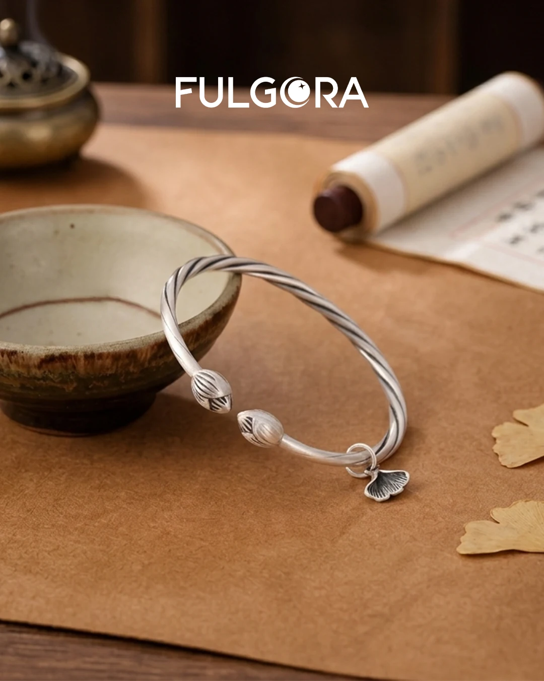 Pulsera Minimalista Ginkgo - Plata 999