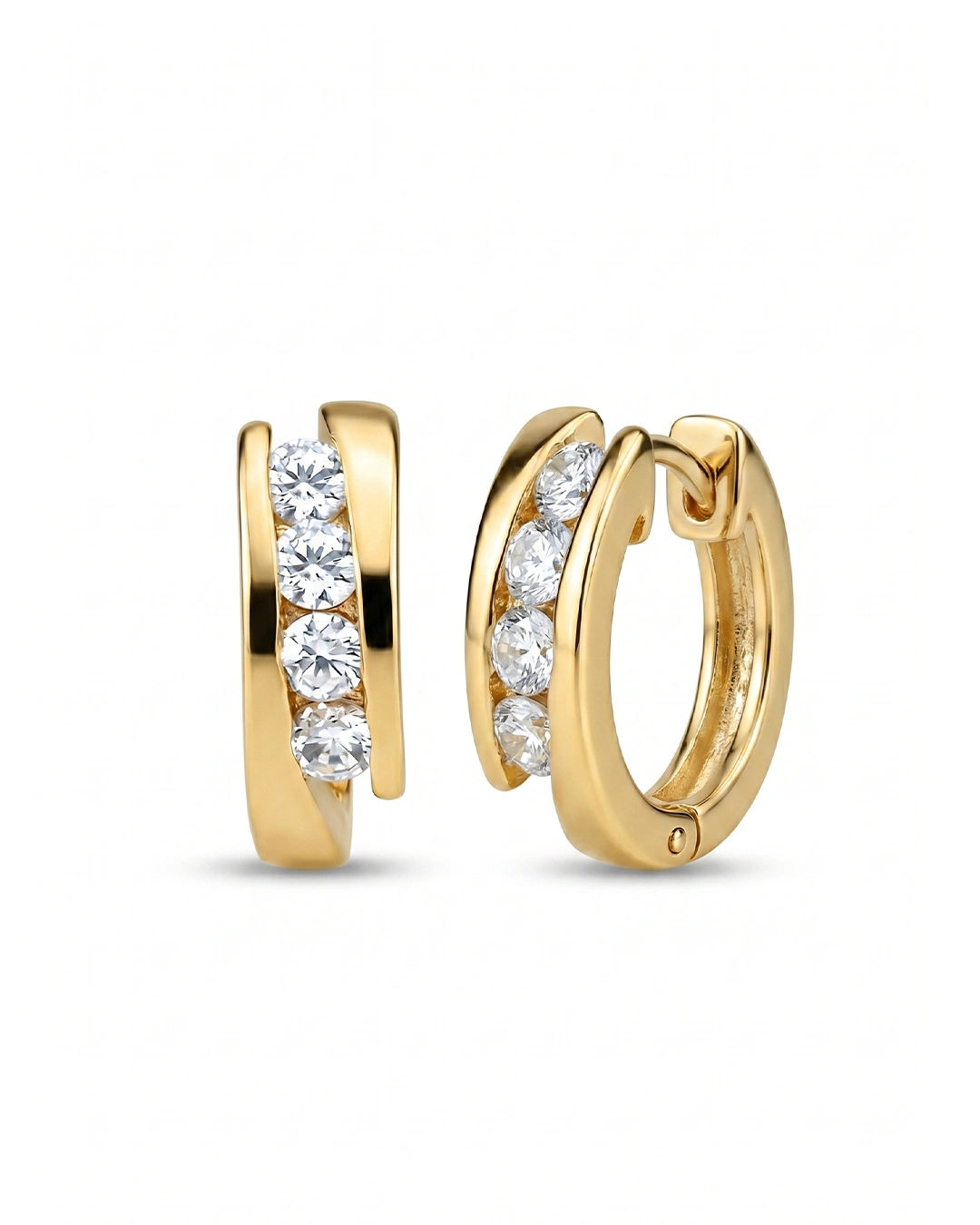 Aros Minimalistas Dorados - Circonitas y Acero 316L