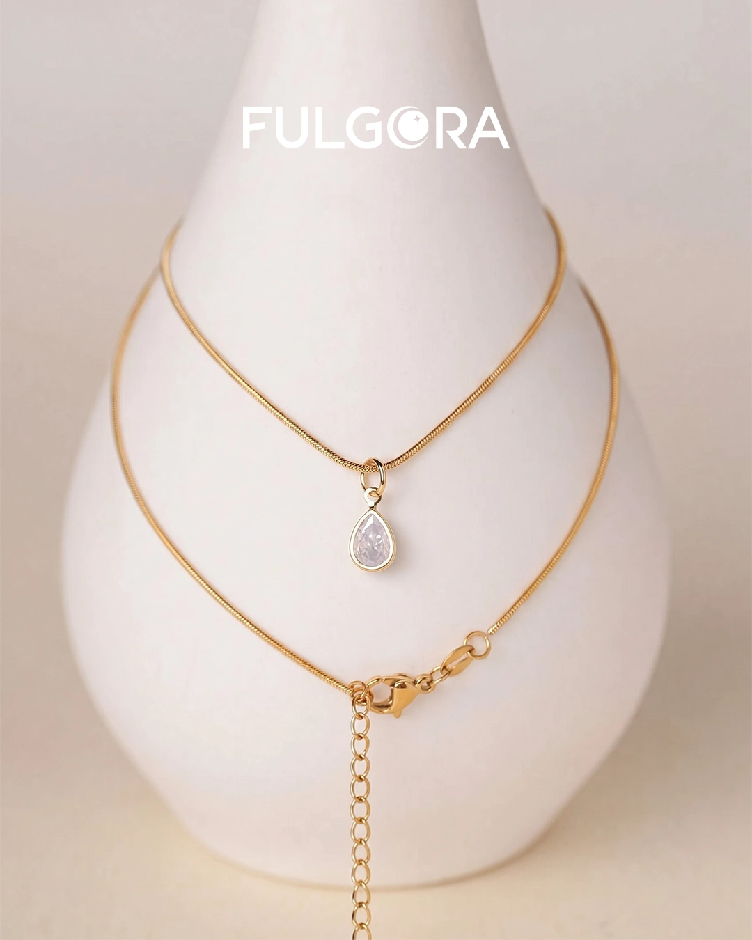 Collar Minimalista Gota de Agua - Oro y Circonita