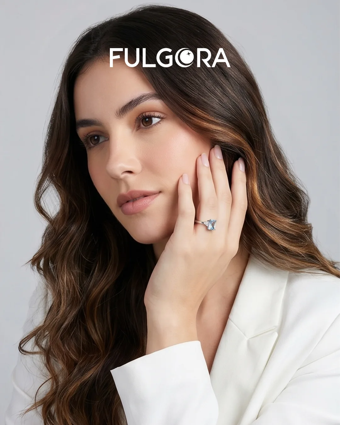 Anillo Minimalista Rectangular - Plata y Circonita Azul
