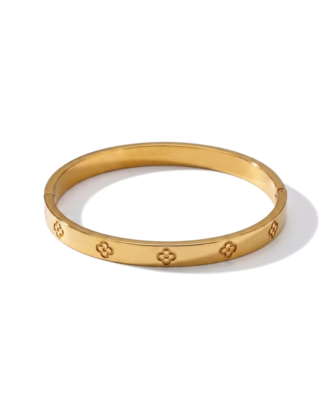 Brazalete Elegante de Presión - Diseño Trébol y Oro