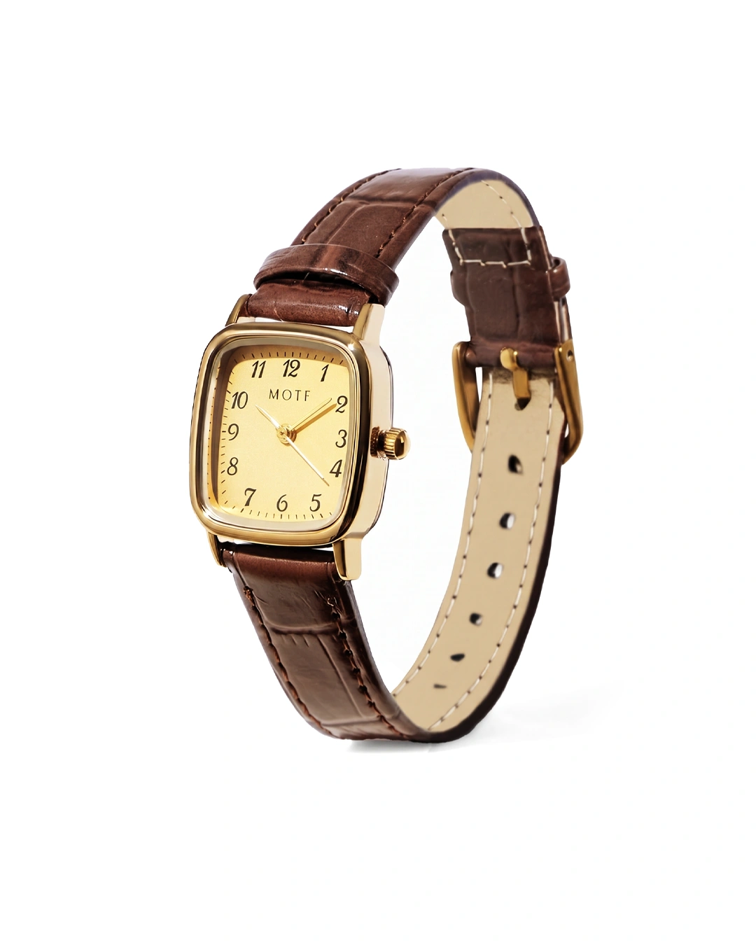 Reloj Mini Cuadrado - Correa Marrón Vintage