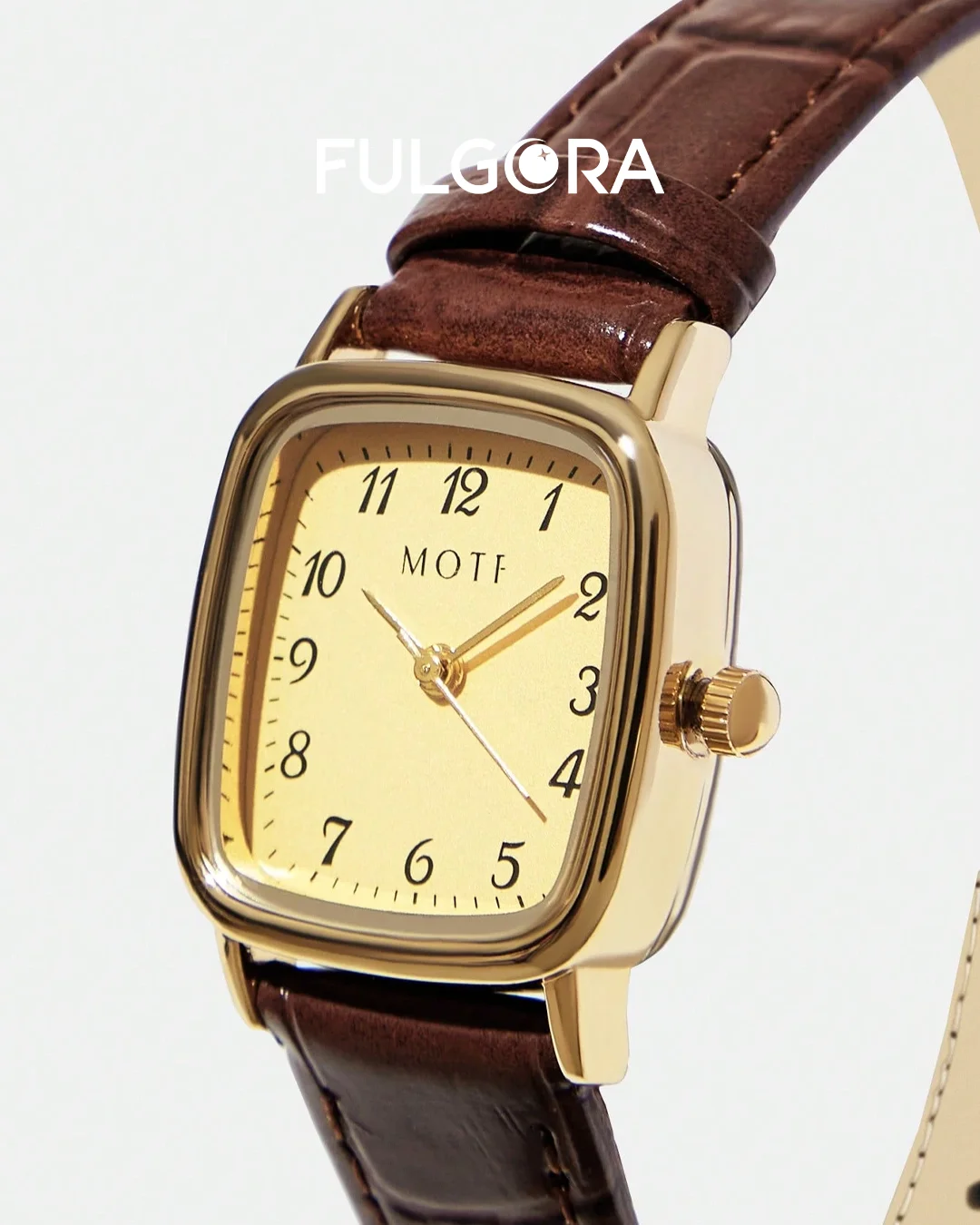 Reloj Mini Cuadrado - Correa Marrón Vintage